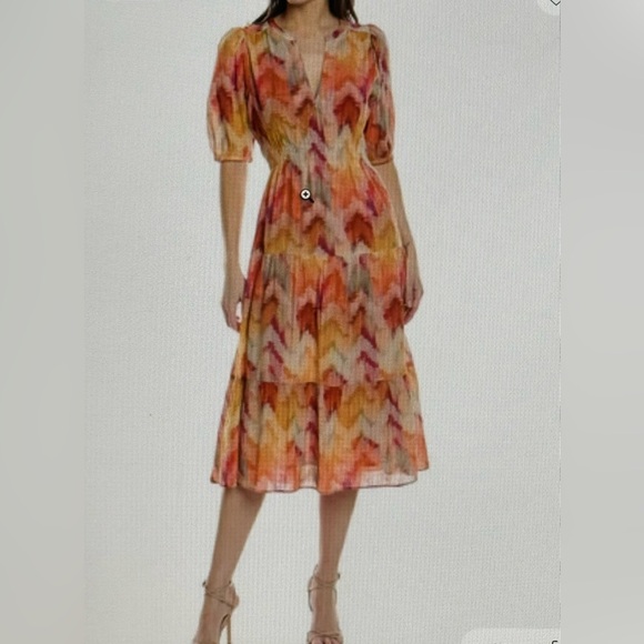 Ba&sh Anissa Chevron Midi Dress size S - Picture 6 of 15